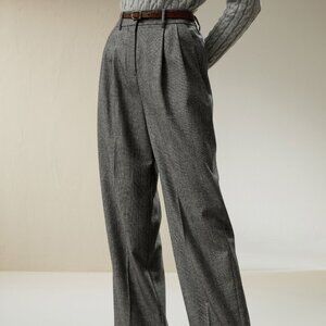 Lilysilk wide leg wool-flannel suit trousers, Size 10, NWT